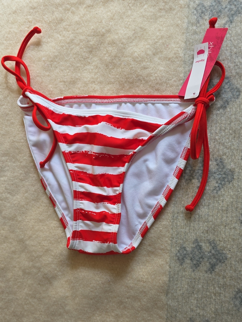 Xhilaration Red & White Striped Tie-Side Kids Bikini Bottom